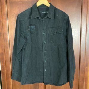🛍 4/$20 Sale Samuel & Kevin Black Denim Button Up Shirt Size L